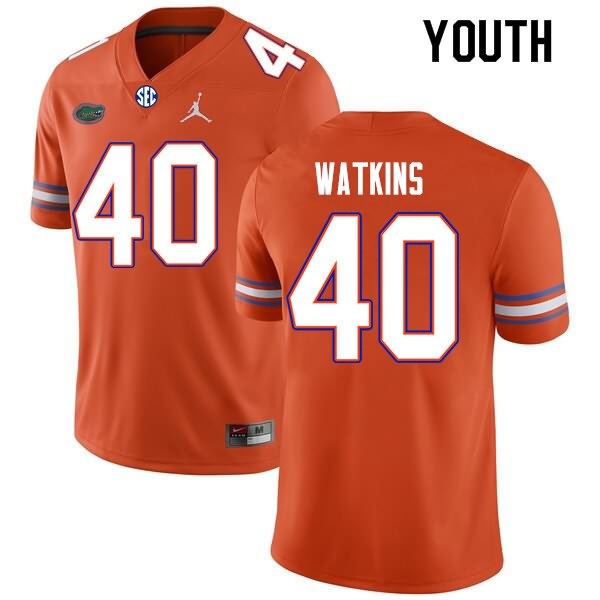 Youth NCAA Florida Gators Jacob Watkins #40 Stitched Authentic Nike Orange College Football Jersey VBD5565GV